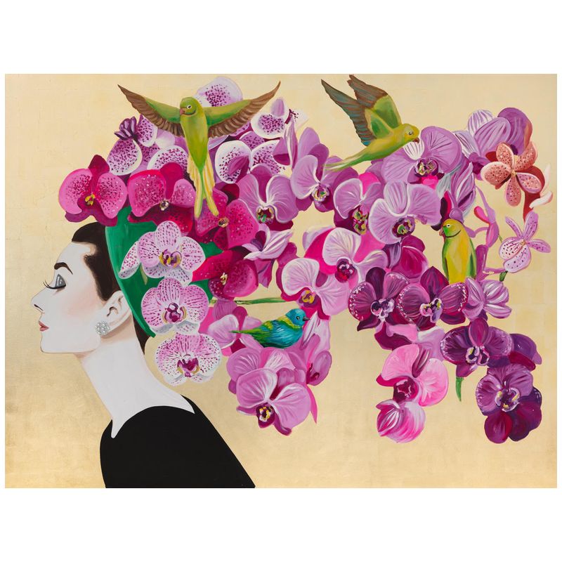 Картина Audrey with Moon Orchids and Green Parrots on Gold Leaf Мульти Картина Audrey with Moon Orchids and Green Parrots on Gold Leaf Мульти в Липецке | Loft Concept