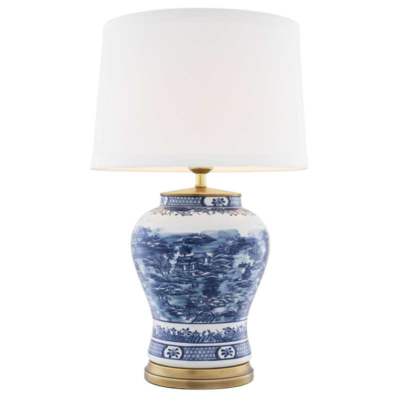 Настольная лампа Eichholtz Table Lamp Chinese Blue Белый Синий Латунь Античная полированная в Липецке | Loft Concept 