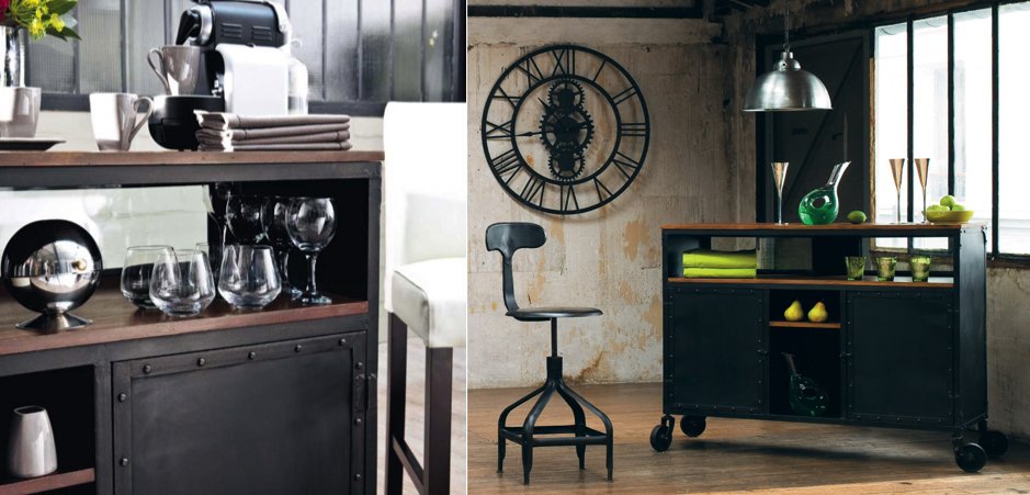 Комод в стиле Индастриал на колёсах Industrial Bar Oak Chest Комод в стиле Индастриал на колёсах Industrial Bar Oak Chest - Loft-Concept в Липецке
