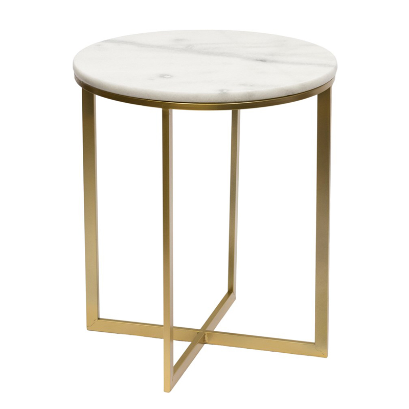 Приставной стол Round Table Marble white Золотой Белый Мрамор Bianco Приставной стол Round Table Marble white Золотой Белый Мрамор Bianco в Липецке | Loft Concept