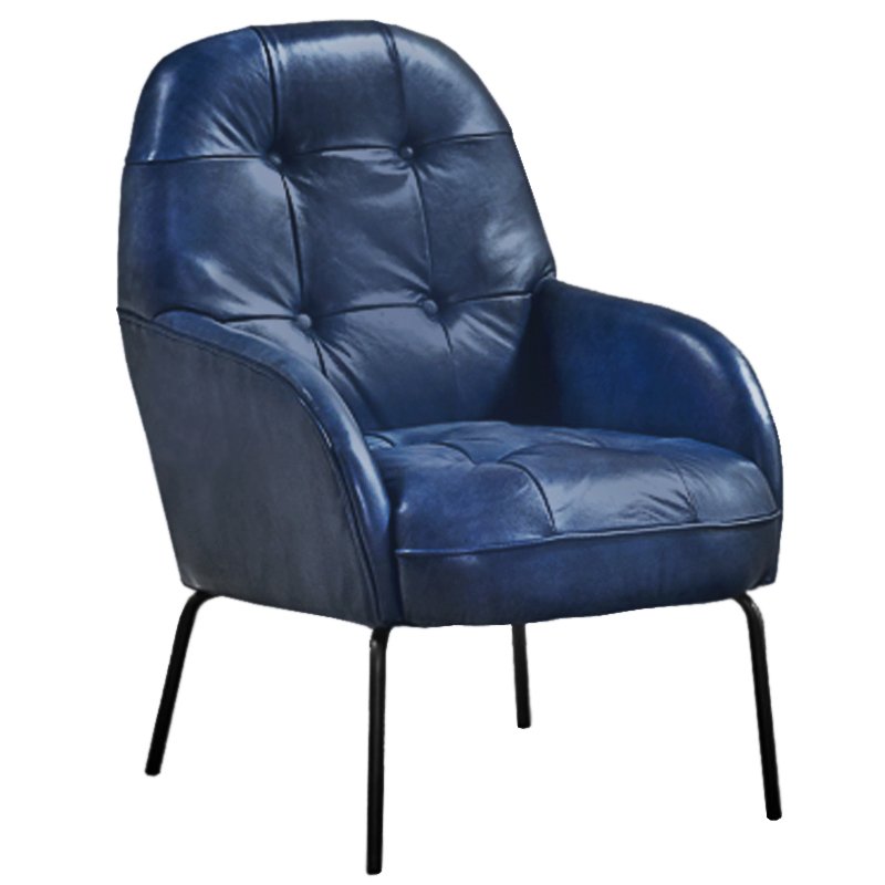 Кресло SHAPKIN LEATHER ARM CHAIR BLUE Синий Черный Кресло SHAPKIN LEATHER ARM CHAIR BLUE Синий Черный в Липецке | Loft Concept