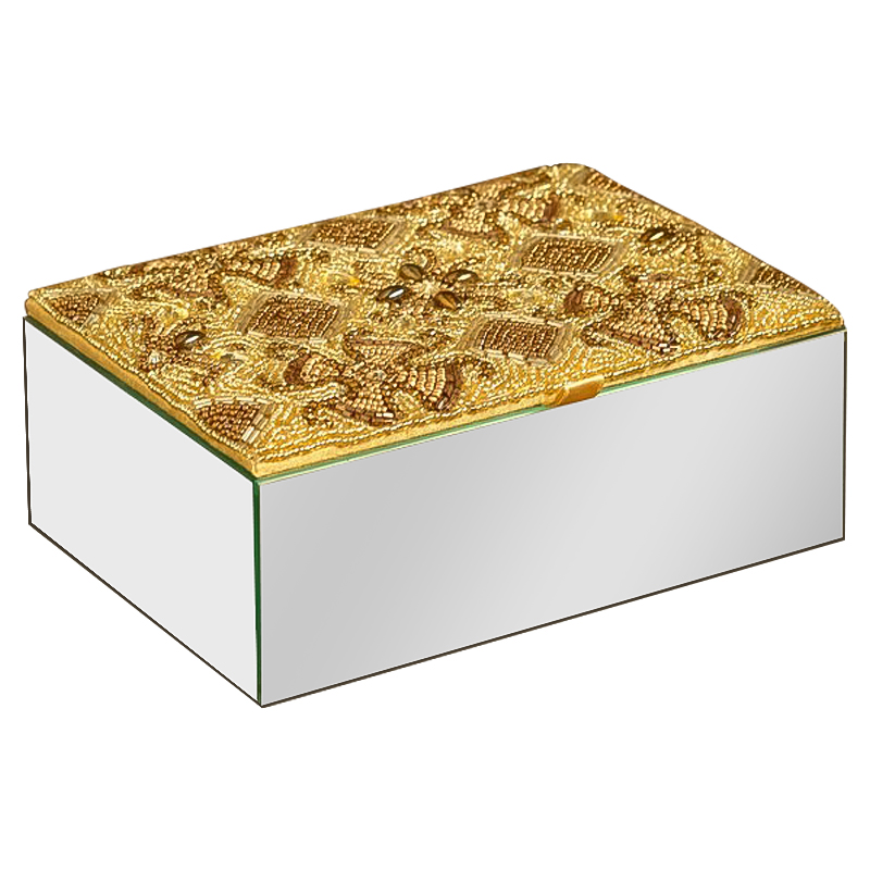 Шкатулка с вышивкой из бисера Aruna Beads Embroidery Mirror Box Зеркало Золотой Шкатулка с вышивкой из бисера Aruna Beads Embroidery Mirror Box Зеркало Золотой в Липецке | Loft Concept
