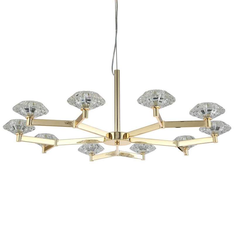 Люстра Yerker Chandelier Gold 10 Глянцевое золото Прозрачный в Липецке | Loft Concept 