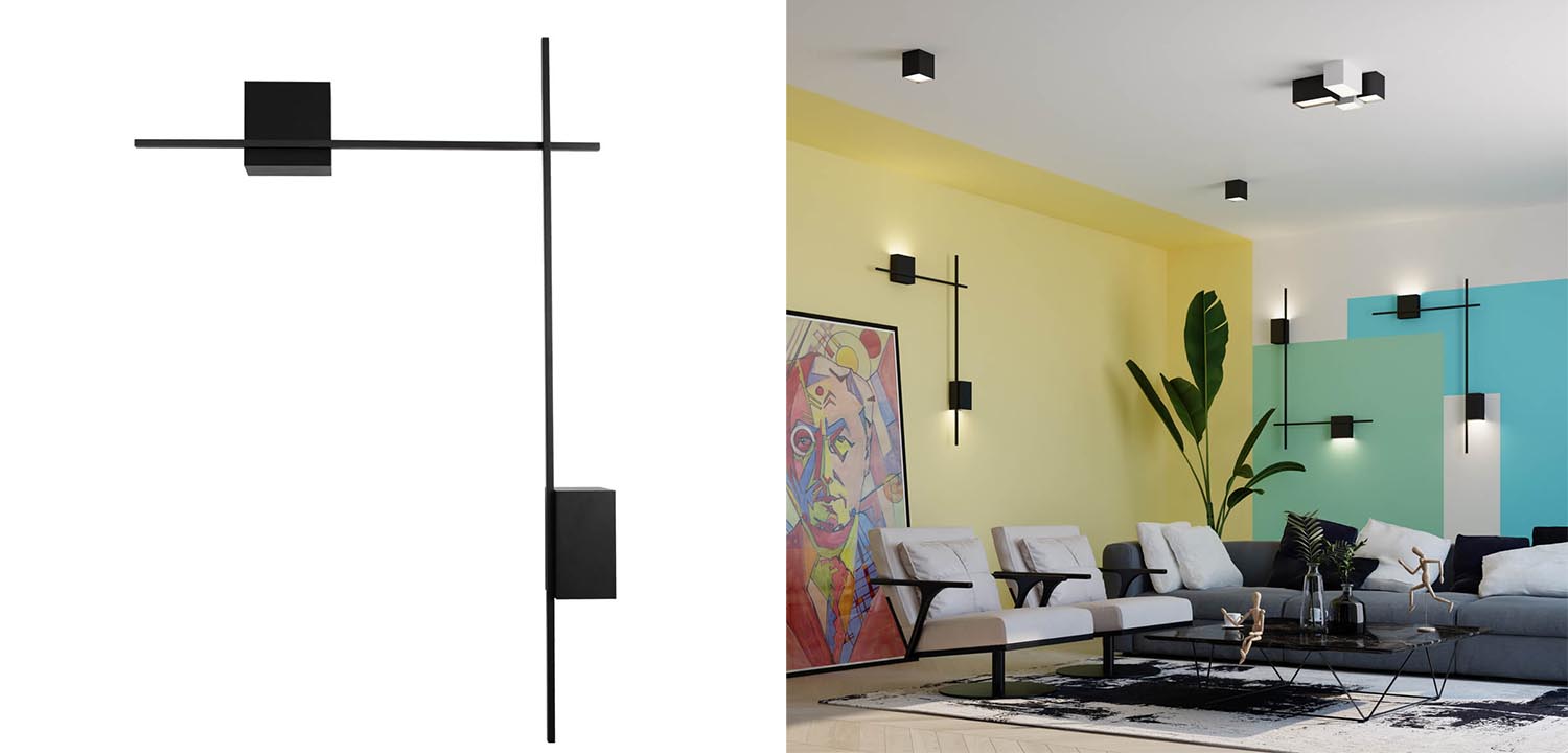 Бра Blocks Wall Light Black Angle - фото