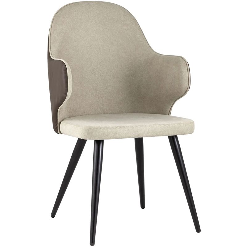 Стул Miruna Fabric and Leather Chair с Подлокотником Бежевый Коричневый Черный Стул Miruna Fabric and Leather Chair с Подлокотником Бежевый Коричневый Черный в Липецке | Loft Concept