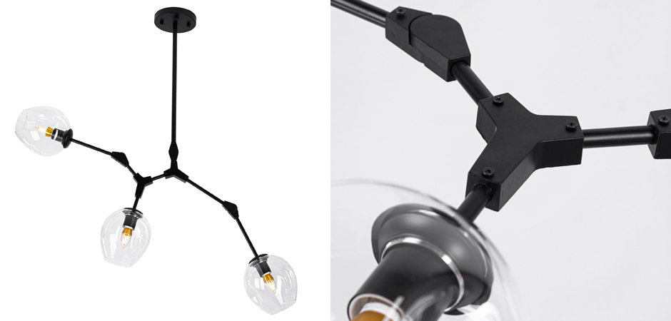 Люстра Сrumpled Glass Bubble Chandelier Black 3 плафона Люстра Сrumpled Glass Bubble Chandelier Black 3 плафона - Loft-Concept в Липецке