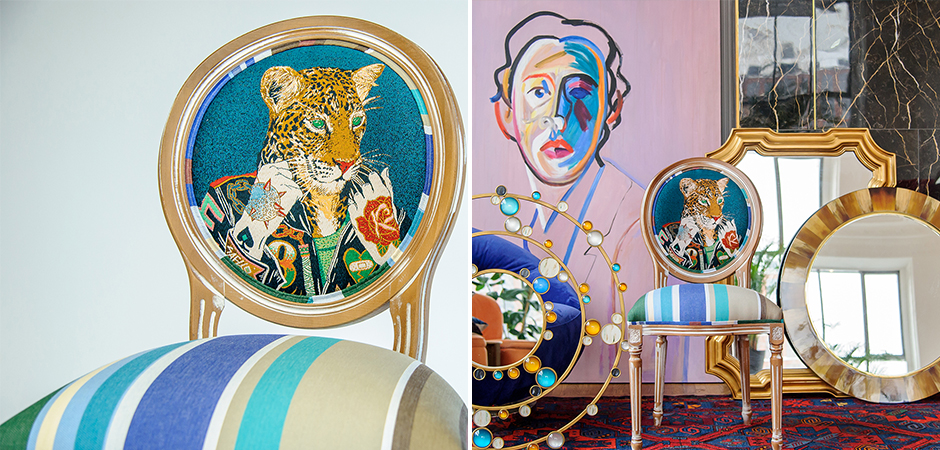 Стул Crazy Leopard Blue - фото №1