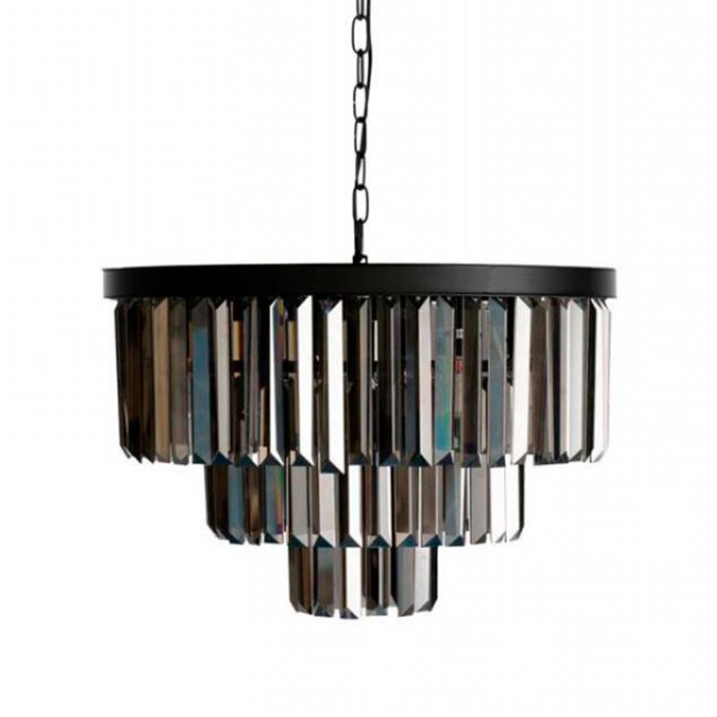 Круглая Люстра RH 1920s Odeon Black iron Three Layers Серое Стекло диаметр 50 см Черный Серый Круглая Люстра RH 1920s Odeon Black iron Three Layers Серое Стекло диаметр 50 см Черный Серый в Липецке | Loft Concept