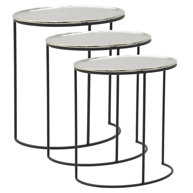 Комплект из 3-х приставных столов Heather Side Tables Черный Серебряный Комплект из 3-х приставных столов Heather Side Tables Черный Серебряный в Липецке | Loft Concept