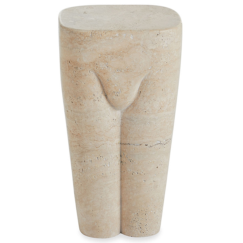 Приставной стол Tianna Travertine Side Table Бежевый Приставной стол Tianna Travertine Side Table Бежевый в Липецке | Loft Concept