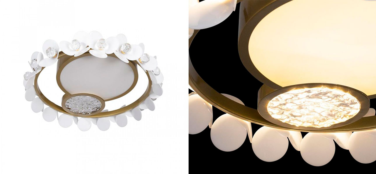 Потолочный светильник Белые Цветы White Flowers Ceiling lamp D 46 - фото