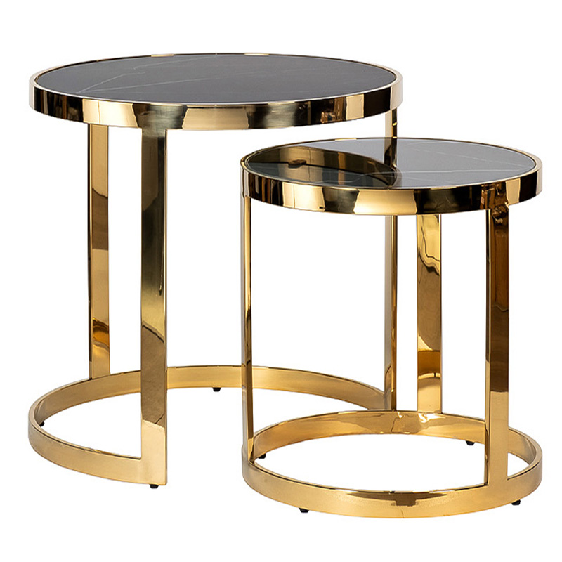 Комплект приставных столов Geirulf Side Table Глянцевое золото Черный Комплект приставных столов Geirulf Side Table Глянцевое золото Черный в Липецке | Loft Concept