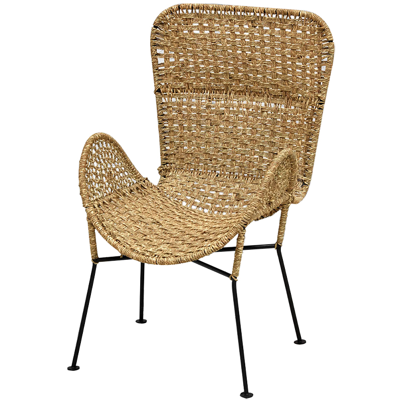 Плетеный стул на металлических ножках Tong Wicker Chair Коричневый Черный Плетеный стул на металлических ножках Tong Wicker Chair Коричневый Черный в Липецке | Loft Concept