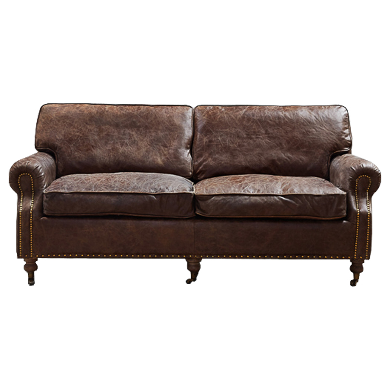 Диван RH CLASSIC LANCASTER Brown leather double Коричневый Диван RH CLASSIC LANCASTER Brown leather double Коричневый в Липецке | Loft Concept
