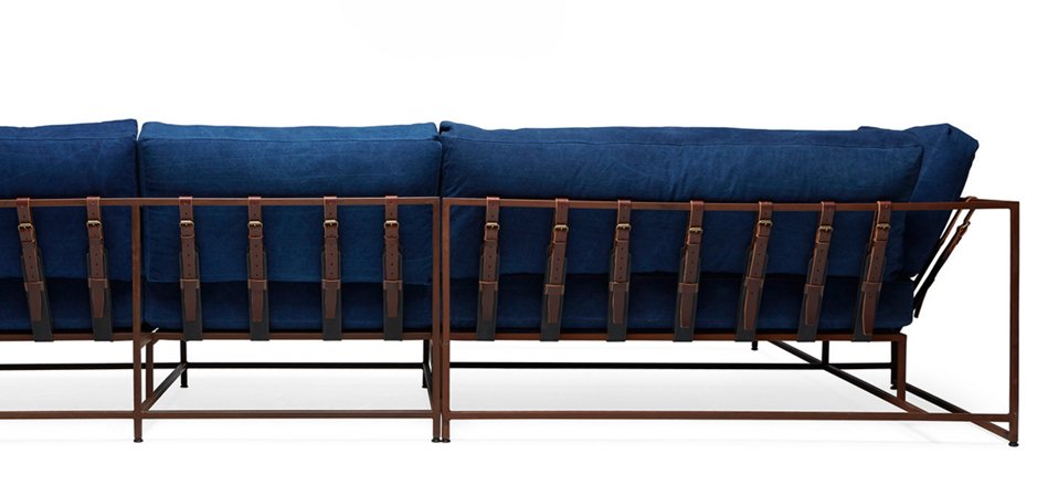 Угловой диван Indigo Denim and copper Sectional sofa Угловой диван Indigo Denim and copper Sectional sofa - Loft-Concept в Липецке