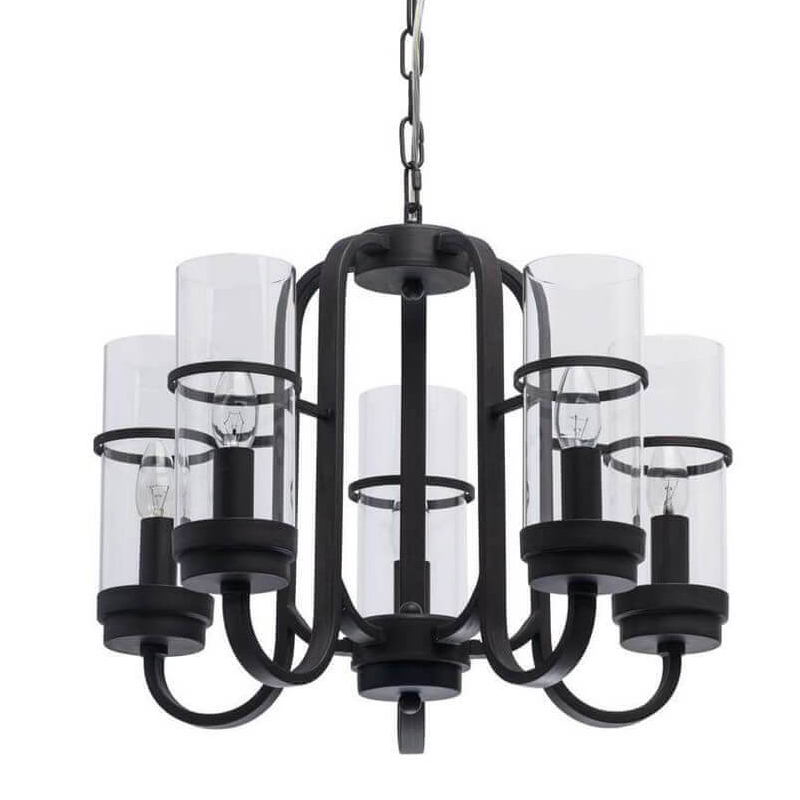 Люстра Glass Beaker lamps 5 Черный матовый Прозрачное Стекло Люстра Glass Beaker lamps 5 Черный матовый Прозрачное Стекло в Липецке | Loft Concept