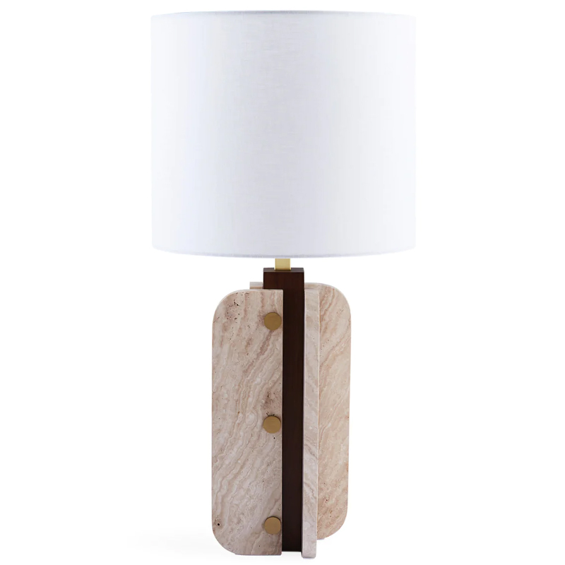 Настольная лампа TOPANGA COLUMN TABLE LAMP Белый Латунь Коричневый Бежевый Настольная лампа TOPANGA COLUMN TABLE LAMP Белый Латунь Коричневый Бежевый в Липецке | Loft Concept