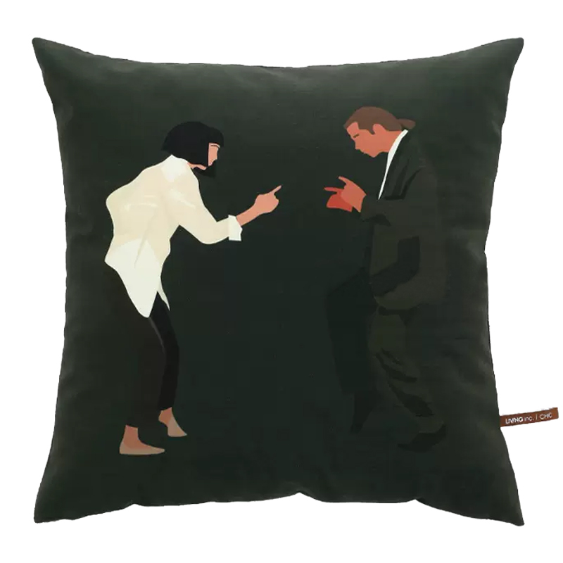 Декоративная подушка Pulp Fiction Dance Cushion Зеленый Бежевый Черный Декоративная подушка Pulp Fiction Dance Cushion Зеленый Бежевый Черный в Липецке | Loft Concept