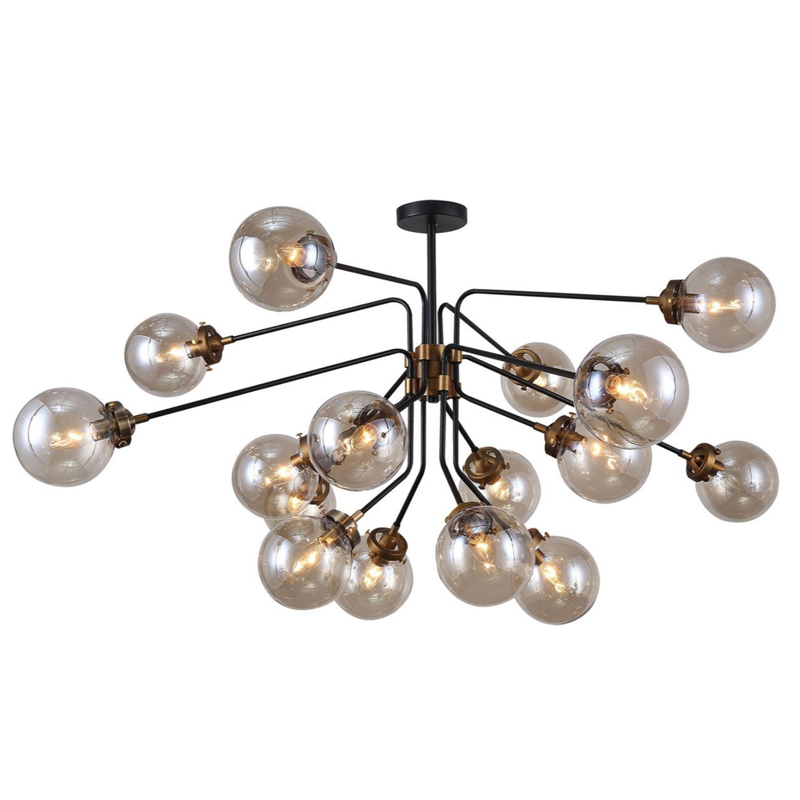 Большой Светильник Bistro Ceiling Globe 16 Черный Стекло Смок Большой Светильник Bistro Ceiling Globe 16 Черный Стекло Смок в Липецке | Loft Concept