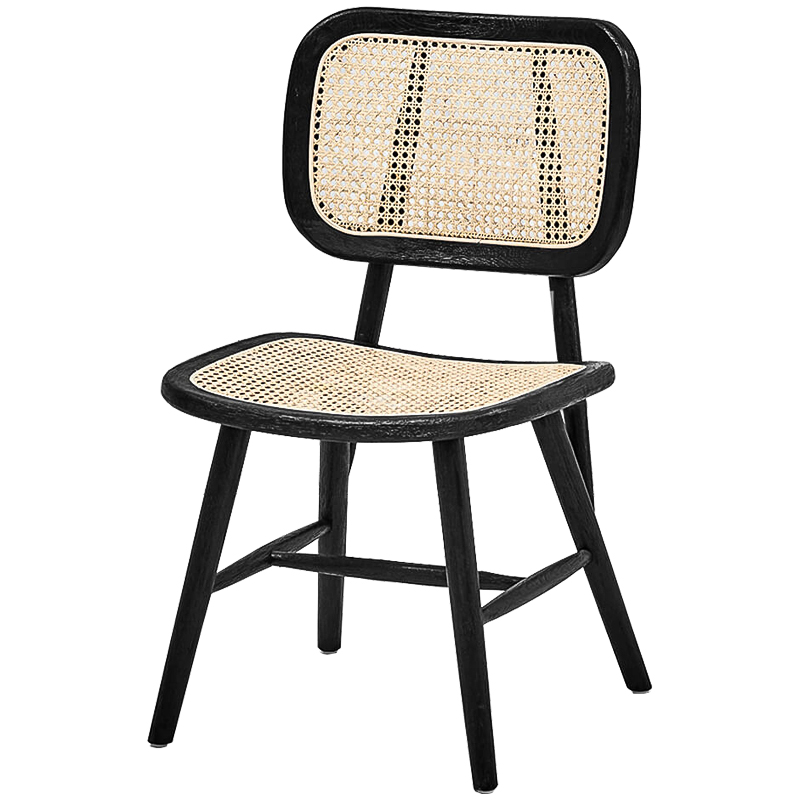 Стул Stiana Rattan Stool Черный Бежевый Стул Stiana Rattan Stool Черный Бежевый в Липецке | Loft Concept