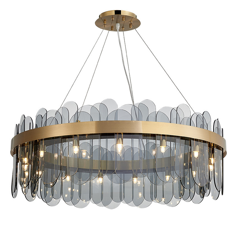 Люстра Blount Chandelier Smokey Латунь Стекло Смок Люстра Blount Chandelier Smokey Латунь Стекло Смок в Липецке | Loft Concept