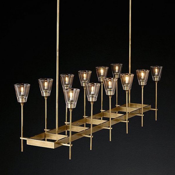 Люстра RH TORCHE DE VERRE Linear Chandelier 12 Латунь Люстра RH TORCHE DE VERRE Linear Chandelier 12 Латунь в Липецке | Loft Concept