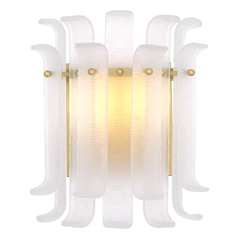 Бра Philipp Plein Wall Lamp Rodeo Drive Белый Белое матовое стекло Золотой Бра Philipp Plein Wall Lamp Rodeo Drive Белый Белое матовое стекло Золотой в Липецке | Loft Concept