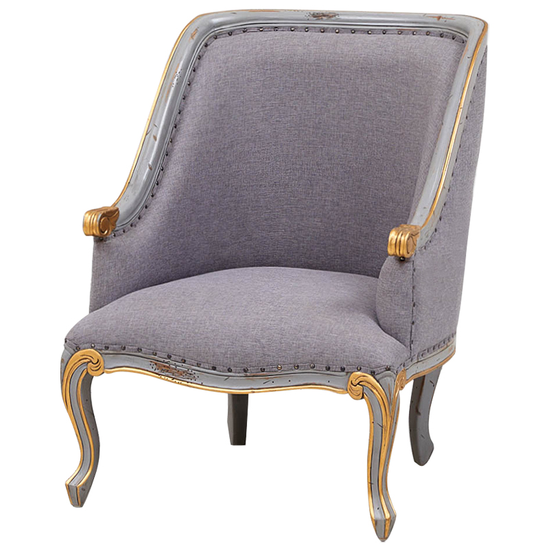 Кресло Fabienne French Seating Armchair Grey Серый Золотой Кресло Fabienne French Seating Armchair Grey Серый Золотой в Липецке | Loft Concept