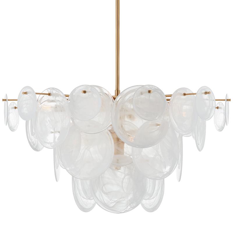 Люстра Disk Textured Glass Chandelier Золотой Белое матовое стекло Люстра Disk Textured Glass Chandelier Золотой Белое матовое стекло в Липецке | Loft Concept