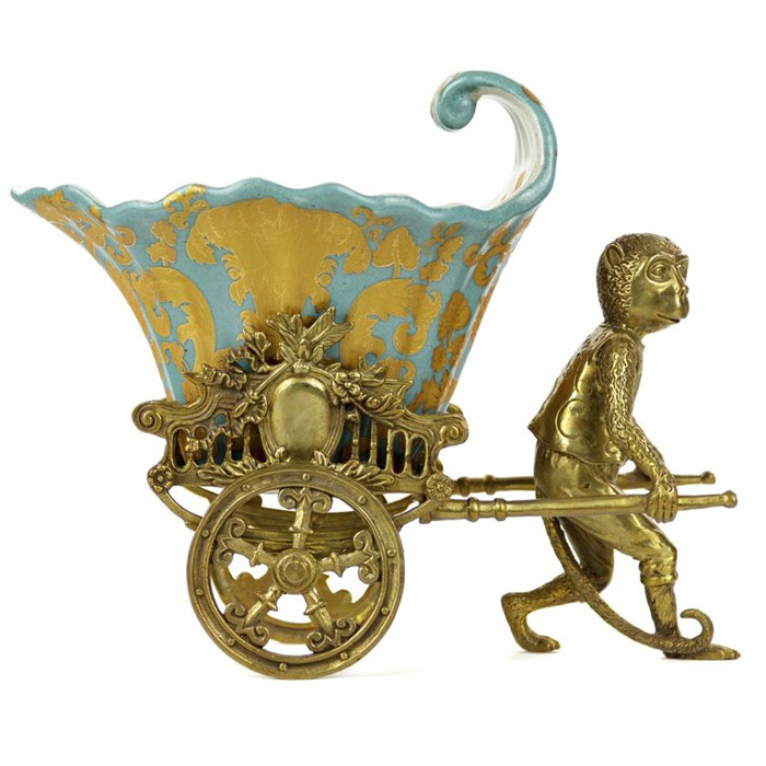 Чаша Monkey and Pale Blue Cart Голубой пастельный Бронза Чаша Monkey and Pale Blue Cart Голубой пастельный Бронза в Липецке | Loft Concept