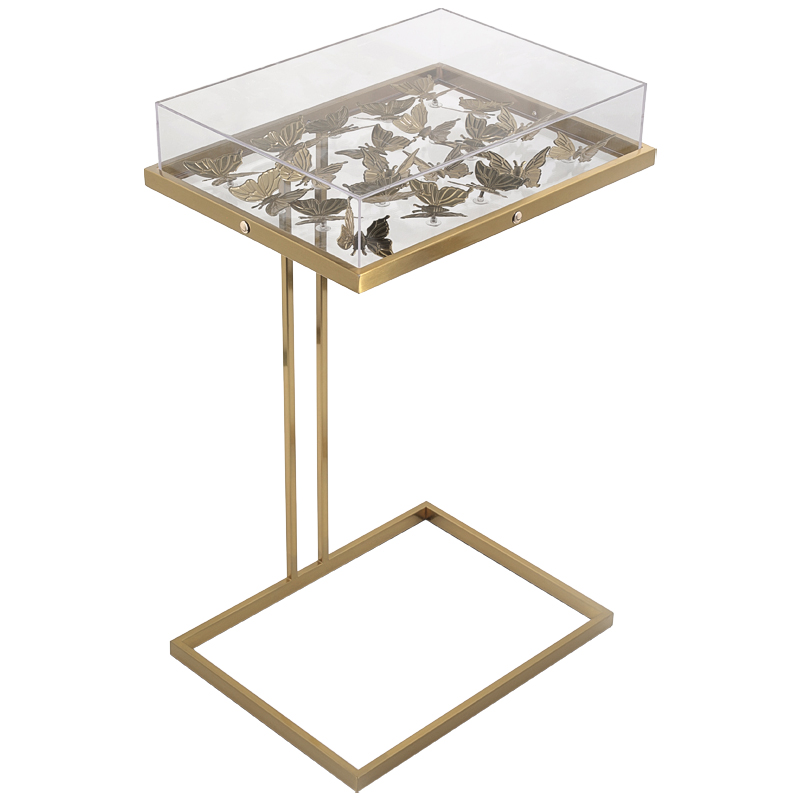 Стол Tommy Mitchell Butterfly side table Прозрачный Латунь Стол Tommy Mitchell Butterfly side table Прозрачный Латунь в Липецке | Loft Concept