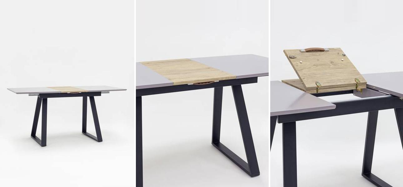 Стол обеденный раздвижной Magali ширина 120 серая столешница - фото №1