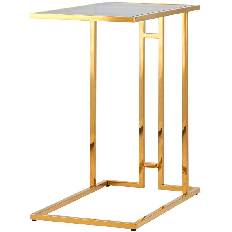 Стол приставной Lasker Milan Tables Gold Золотой Стекло Смок Стол приставной Lasker Milan Tables Gold Золотой Стекло Смок в Липецке | Loft Concept