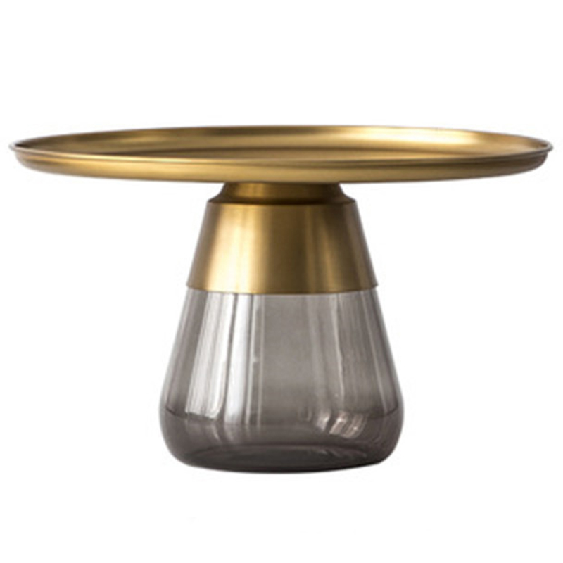 Круглый приставной стол Classico Round Grey Side Table Латунь Серый Круглый приставной стол Classico Round Grey Side Table Латунь Серый в Липецке | Loft Concept