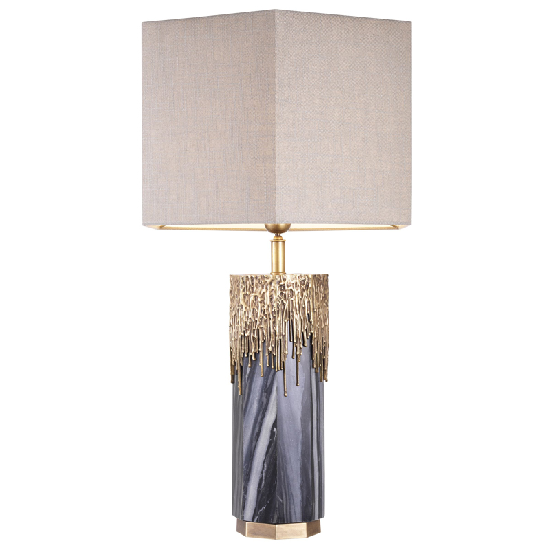 Настольная лампа Eichholtz Table Lamp Miller Серый Бежево-серый Винтажная латунь Настольная лампа Eichholtz Table Lamp Miller Серый Бежево-серый Винтажная латунь в Липецке | Loft Concept