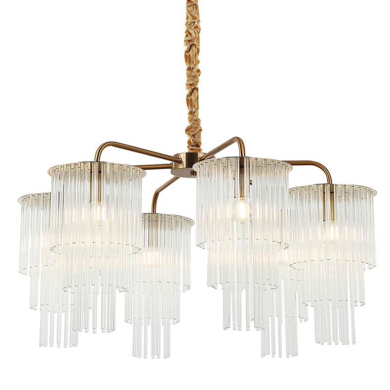 Люстра Harrison Chandelier gold 6 lamp Глянцевое золото Прозрачный Люстра Harrison Chandelier gold 6 lamp Глянцевое золото Прозрачный в Липецке | Loft Concept