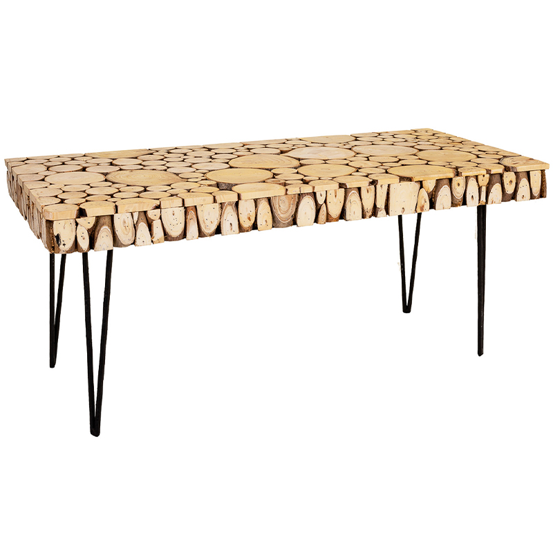 Кофейный стол с деревянной столешницей Wooden Cuts Coffee Table Коричневый Древесина Черный Кофейный стол с деревянной столешницей Wooden Cuts Coffee Table Коричневый Древесина Черный в Липецке | Loft Concept