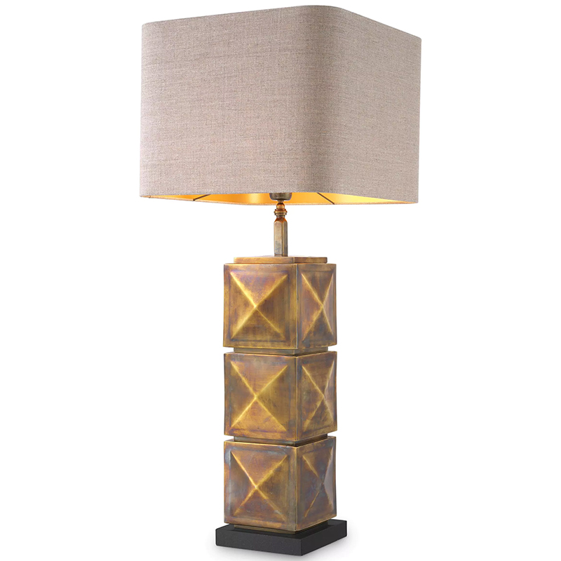 Настольная лампа Eichholtz Table Lamp Carlo Brass Бежево-серый Винтажная латунь Настольная лампа Eichholtz Table Lamp Carlo Brass Бежево-серый Винтажная латунь в Липецке | Loft Concept