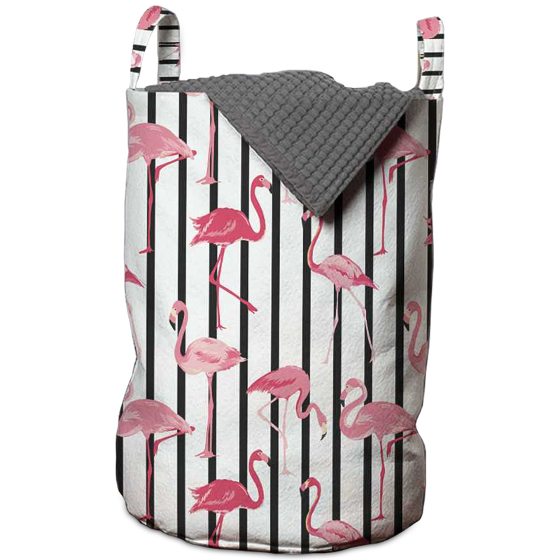 Корзина Flamingo Stripes Basket Черно-белый Розовый пастельный Корзина Flamingo Stripes Basket Черно-белый Розовый пастельный в Липецке | Loft Concept