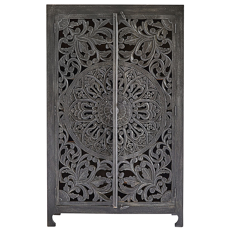 Шкаф Indian Antique White Furniture Cupboard Mistry серый Серый Шкаф Indian Antique White Furniture Cupboard Mistry серый Серый в Липецке | Loft Concept
