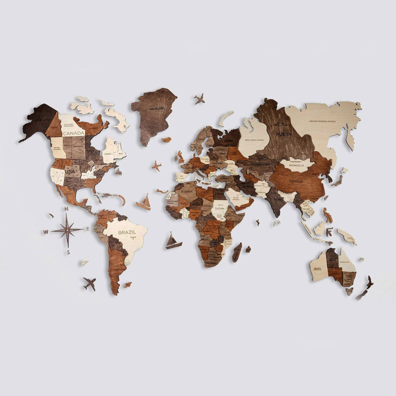 Аксессуар на стену Wooden World Map Мульти в Липецке | Loft Concept 