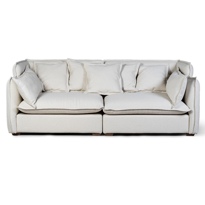 Диван с обивкой из ткани букле Salman Boucle White Sofa Белый Белый Диван с обивкой из ткани букле Salman Boucle White Sofa Белый Белый в Липецке | Loft Concept