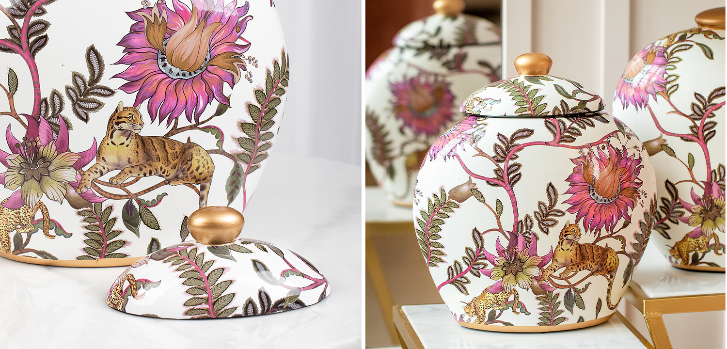 Ваза с крышкой Leopard Flowers Vase White - фото