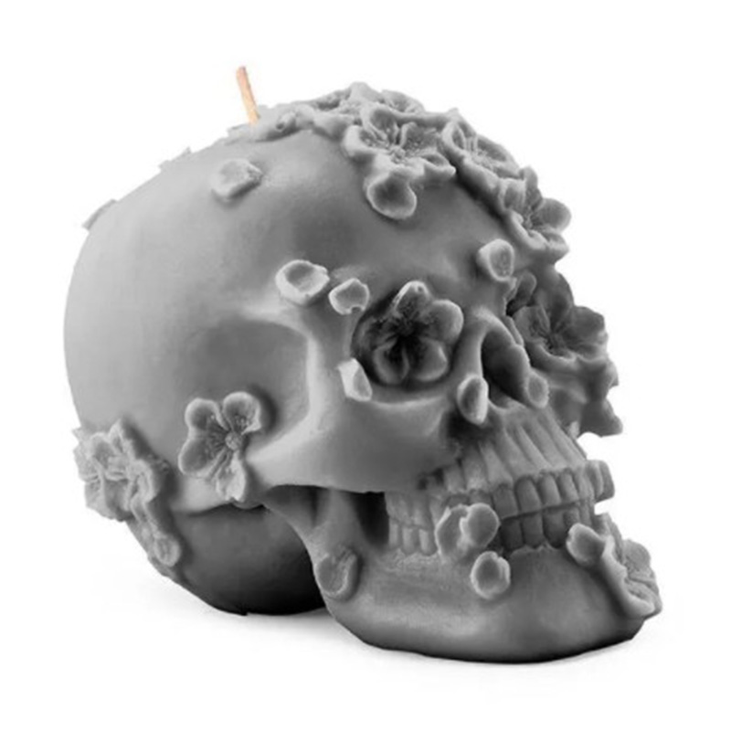 Свеча Gray Flowers Skull Серый Свеча Gray Flowers Skull Серый в Липецке | Loft Concept