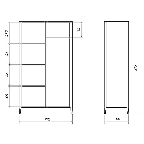 Шкаф двухстворчатый светло-серый Type в Липецке