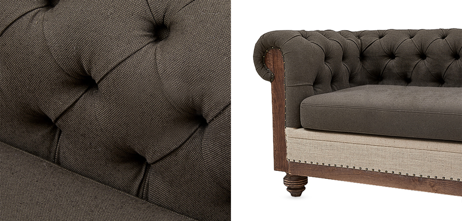 Диван Deconstructed Chesterfield Sofa triple Linen Brown - Loft-Concept в Липецке