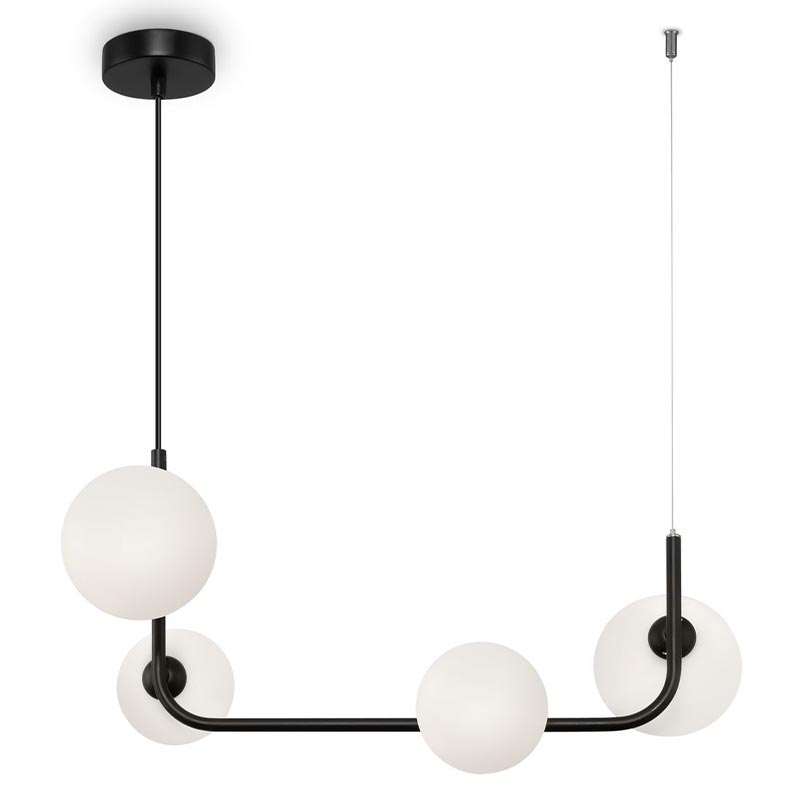 Люстра Marcan 4 Ball Chandelier Black Line Черный Белый Люстра Marcan 4 Ball Chandelier Black Line Черный Белый в Липецке | Loft Concept