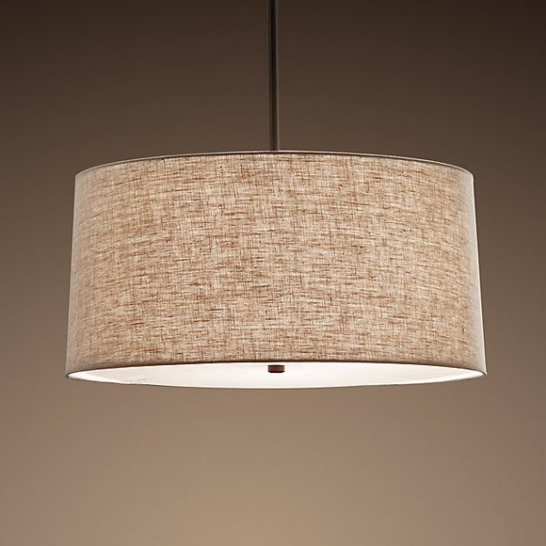 Люстра RH ROUND Linen Shade Pendant Бежево-серый Люстра RH ROUND Linen Shade Pendant Бежево-серый в Липецке | Loft Concept