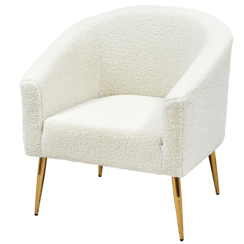 Кресло из белой ткани букле Boucle Luisa Armchair Белый Золотой Кресло из белой ткани букле Boucle Luisa Armchair Белый Золотой в Липецке | Loft Concept
