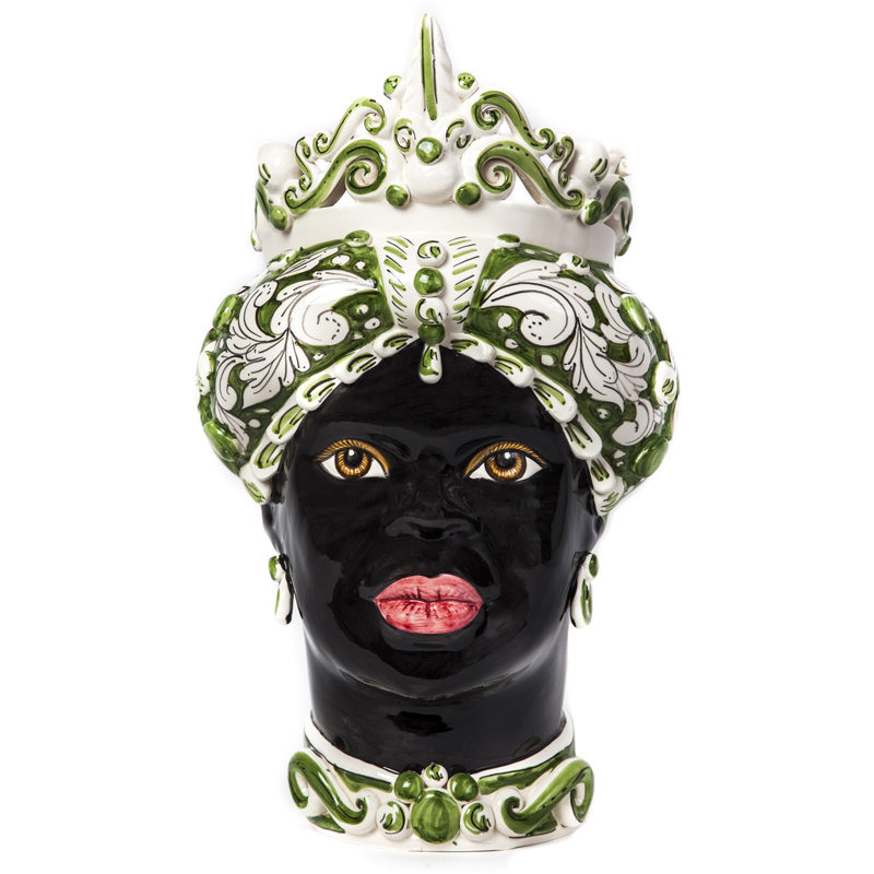 Ваза VASE MORO LADY MEDIUM green Черный Белый Зеленый Ваза VASE MORO LADY MEDIUM green Черный Белый Зеленый в Липецке | Loft Concept